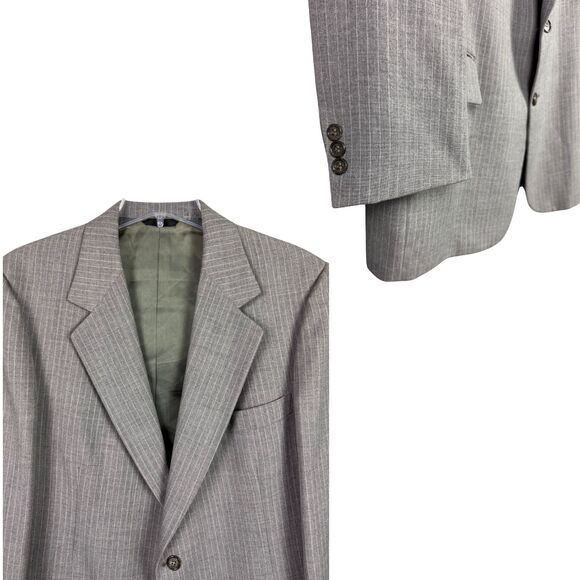 Vintage 1960s Cricketeer Smiths Mens 3-Piece Suit Pinstripe Double Vented Gray - Picture 3 of 11